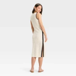 Women's Openwork Midi Sweater Dress - Universal Thread™ Cream