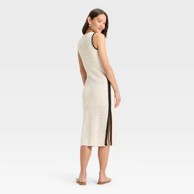 Women's Openwork Midi Sweater Dress - Universal Thread™ Cream 3 Women's Openwork Midi Sweater Dress - Universal Thread™ Cream