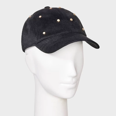 Faux Suede With Stud Detail Baseball Hat - Universal Thread™ Black 3 Faux Suede With Stud Detail Baseball Hat - Universal Thread™ Black