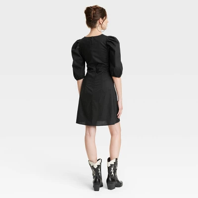 Women's Elbow Puff Sleeve Ruched Mini Dress - Universal Thread™ 3 Women's Elbow Puff Sleeve Ruched Mini Dress - Universal Thread™