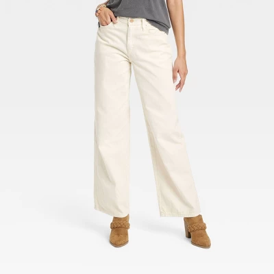 Women's High-Rise Wide Leg Jeans - Universal Thread™ Off-White 5 Women's High-Rise Wide Leg Jeans - Universal Thread™ Off-White - Image 3