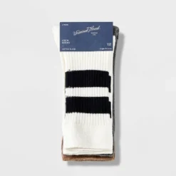 Women's Lightweight Ribbed Striped 3pk Crew Socks - Universal Thread™ 4-10