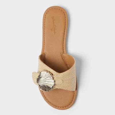 Women's Nesryn Raffia Shell Ornament Slide Sandals - Universal Thread™ Tan 4 Women's Nesryn Raffia Shell Ornament Slide Sandals - Universal Thread™ Tan - Image 2