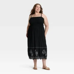 Women's Button-Front Smocked Maxi Sundress - Universal Thread™ Black -Universal Thread GUEST 205ca439 5902 427f b014 aa007dae1701