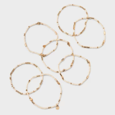 Heart Beaded Bracelet Set 7pc - Universal Thread™ Ivory: Pull-On Stretch Bracelets, Glass & Acrylic, Heart Shape, 2.2" Length 4 Heart Beaded Bracelet Set 7pc - Universal Thread™ Ivory: Pull-On Stretch Bracelets, Glass & Acrylic, Heart Shape, 2.2" Length - Image 2