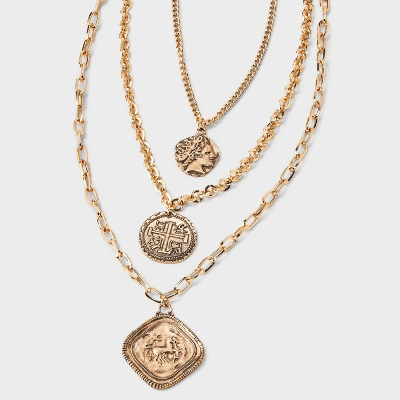 Coin Medallion Quartz Pendant Multi-Strand Necklace - Universal Thread™ Gold 6 Coin Medallion Quartz Pendant Multi-Strand Necklace - Universal Thread™ Gold - Image 4