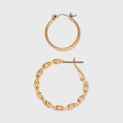 Twisted And Duo Hoop Earring Set 3pc - Universal Thread™ 3 Twisted And Duo Hoop Earring Set 3pc - Universal Thread™