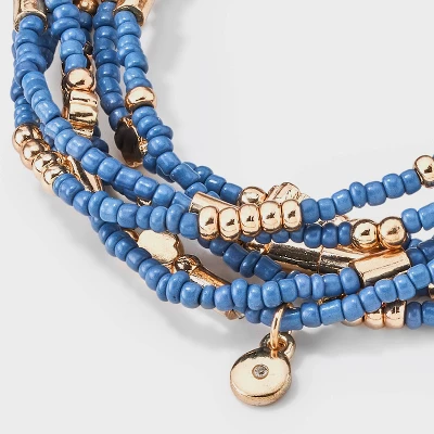 Floral Beaded Bracelet Set 7pc - Universal Thread™ Blue: Glass Acrylic Zinc Alloy Stretch Jewelry 5 Floral Beaded Bracelet Set 7pc - Universal Thread™ Blue: Glass Acrylic Zinc Alloy Stretch Jewelry - Image 3