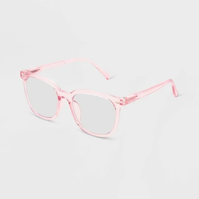 Women's Shiny Plastic Square Blue Light Filtering Glasses - Universal Thread™ Light Pink 3 Women's Shiny Plastic Square Blue Light Filtering Glasses - Universal Thread™ Light Pink
