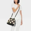 Straw Checker Drawstring Crossbody Bag - Universal Thread™ Black: Knit, Unstructured, Paper & Straw -Universal Thread GUEST 2dacd1db bb6d 4818 9df6 66b127230f9f