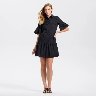 Women's Elbow Sleeve Poplin Mini Shirtdress - Universal Thread™ 2 Women's Elbow Sleeve Poplin Mini Shirtdress - Universal Thread™
