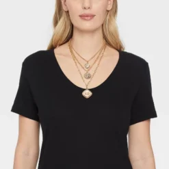 Coin Medallion Quartz Pendant Multi-Strand Necklace - Universal Thread™ Gold