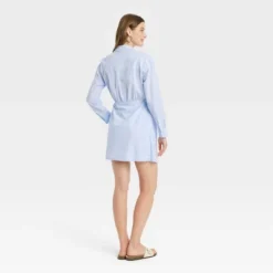 Women's Long Sleeve Tie-Front Mini Shirtdress - Universal Thread™