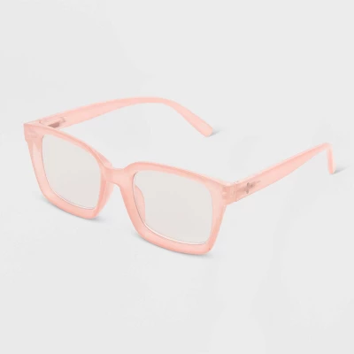 Women's Shiny Plastic Rectangle Blue Light Filtering Glasses - Universal Thread™ Rose Pink 3 Women's Shiny Plastic Rectangle Blue Light Filtering Glasses - Universal Thread™ Rose Pink
