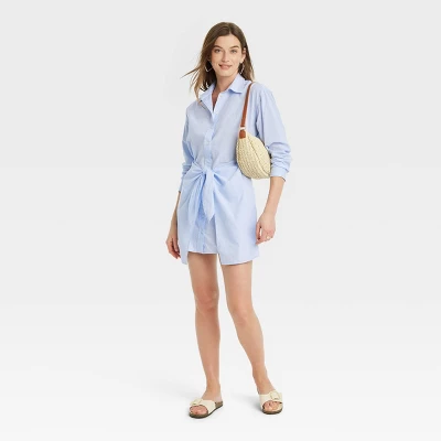 Women's Long Sleeve Tie-Front Mini Shirtdress - Universal Thread™ 4 Women's Long Sleeve Tie-Front Mini Shirtdress - Universal Thread™ - Image 2