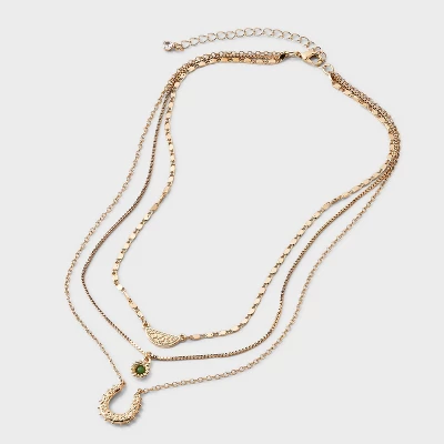 Horseshoe Pendant Multi-Strand Necklace - Universal Thread™ Gold 4 Horseshoe Pendant Multi-Strand Necklace - Universal Thread™ Gold - Image 2