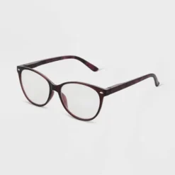 Women's Gloss Plastic Cateye Blue Light Filtering Reading Glasses - Universal Thread™ Burgundy