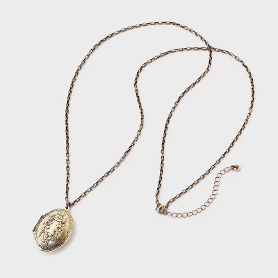 Oval Flower Locket Pendant Necklace - Universal Thread™ Gold 4 Oval Flower Locket Pendant Necklace - Universal Thread™ Gold - Image 2