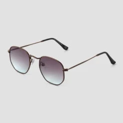 Women's Narrow Metal Geo Round Sunglasses - Universal Thread™ Silver