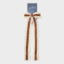 Long Lace Suede Bow Hair Clip - Universal Thread™ Brown