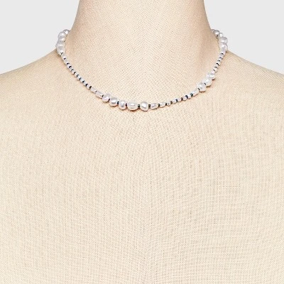 Mixed Simulated Pearl Beaded Necklace - Universal Thread™ Ivory 4 Mixed Simulated Pearl Beaded Necklace - Universal Thread™ Ivory - Image 2