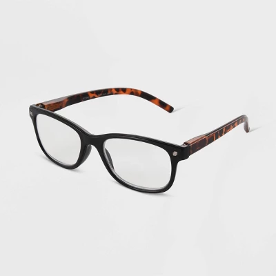 Women's Tortoise Print Gloss Plastic Square Blue Light Filtering Reading Glasses - Universal Thread™ Black 3 Women's Tortoise Print Gloss Plastic Square Blue Light Filtering Reading Glasses - Universal Thread™ Black