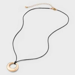 Cord With Puffy Open Circle Pendant Necklace - Universal Thread™ Gold: Lobster Claw Clasp, 18" Length, Recycled Zinc 7 Cord With Puffy Open Circle Pendant Necklace - Universal Thread™ Gold: Lobster Claw Clasp, 18" Length, Recycled Zinc -Universal Thread GUEST 665474ca 5750 41bc b082 e118f13577b7