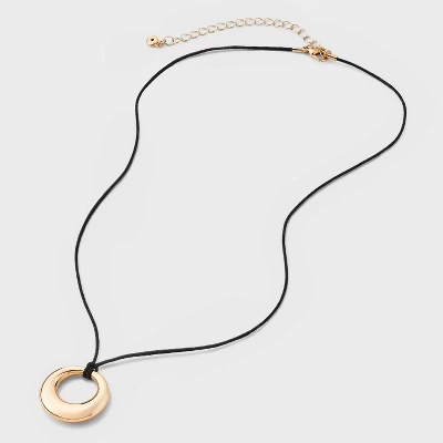 Cord With Puffy Open Circle Pendant Necklace - Universal Thread™ Gold: Lobster Claw Clasp, 18" Length, Recycled Zinc 4 Cord With Puffy Open Circle Pendant Necklace - Universal Thread™ Gold: Lobster Claw Clasp, 18" Length, Recycled Zinc - Image 2