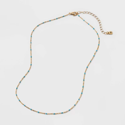 Turquioise Epoxy Beaded Necklace - Universal Thread™ Gold 4 Turquioise Epoxy Beaded Necklace - Universal Thread™ Gold - Image 2