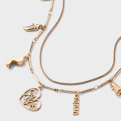 Game Day Charm Multi-Strand Necklace - Universal Thread™ Gold 5 Game Day Charm Multi-Strand Necklace - Universal Thread™ Gold - Image 3