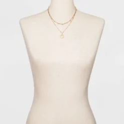 Ball & Medallion In Worn Gold Layer Necklace - Universal Thread™ Gold