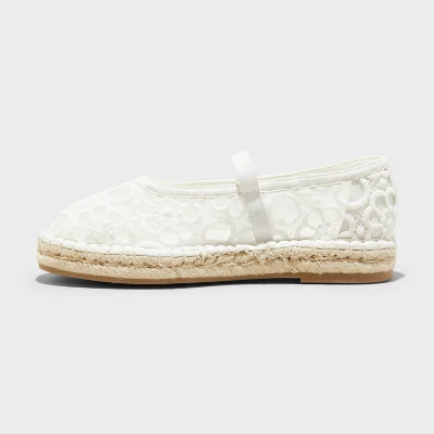 Women's Celia Floral Lace Mary Jane Espadrille Flat With Memory Foam Insole - Universal Thread™ White 3 Women's Celia Floral Lace Mary Jane Espadrille Flat With Memory Foam Insole - Universal Thread™ White