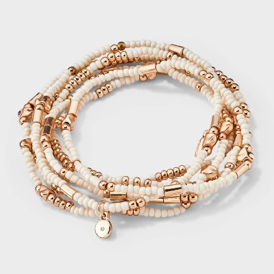 Heart Beaded Bracelet Set 7pc - Universal Thread™ Ivory: Pull-On Stretch Bracelets, Glass & Acrylic, Heart Shape, 2.2" Length 6 Heart Beaded Bracelet Set 7pc - Universal Thread™ Ivory: Pull-On Stretch Bracelets, Glass & Acrylic, Heart Shape, 2.2" Length - Image 4