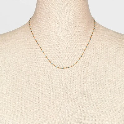Turquioise Epoxy Beaded Necklace - Universal Thread™ Gold 3 Turquioise Epoxy Beaded Necklace - Universal Thread™ Gold