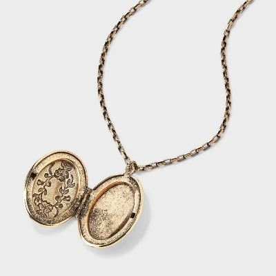 Oval Flower Locket Pendant Necklace - Universal Thread™ Gold 5 Oval Flower Locket Pendant Necklace - Universal Thread™ Gold - Image 3
