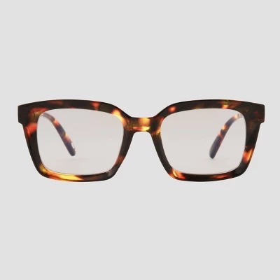 Women's Shiny Plastic Rectangle Blue Light Filtering Reading Glasses - Universal Thread™ Brown/Tortoise Print Diopter 5 Women's Shiny Plastic Rectangle Blue Light Filtering Reading Glasses - Universal Thread™ Brown/Tortoise Print Diopter - Image 3
