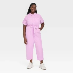 Women's Short Sleeve Button-Front Boilersuit - Universal Thread™ -Universal Thread GUEST 8cc10804 9532 4b9d bffa b9d4b9c8b49b