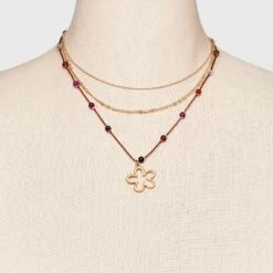 Mixed Quartz Stationed Chain And Beaded Necklace Set 3pc - Universal Thread™