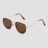 Women's Tortoise Shell Print Narrow Metal Geo Round Sunglasses - Universal Thread™ Gold -Universal Thread GUEST 953407f5 cd35 45b1 9e67 d21fb666aad9