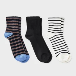 Women's Cushioned Striped/Solid 3pk Mid Crew Socks - Universal Thread™ 4-10 -Universal Thread GUEST 96f17cf1 7eb4 4af8 9e93 13567b30034f