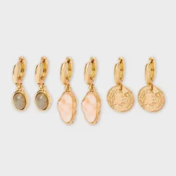 Labradorite Stone And Coin Hoop Earring Set 3pc - Universal Thread™ Gold 7 Labradorite Stone And Coin Hoop Earring Set 3pc - Universal Thread™ Gold -Universal Thread GUEST 9a0cf445 ed4f 490c 945b 3136541197a3