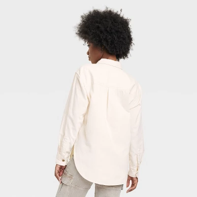 Women's Oversized Corduroy Long Sleeve Collared Button-Down Shirt - Universal Thread™ 3 Women's Oversized Corduroy Long Sleeve Collared Button-Down Shirt - Universal Thread™