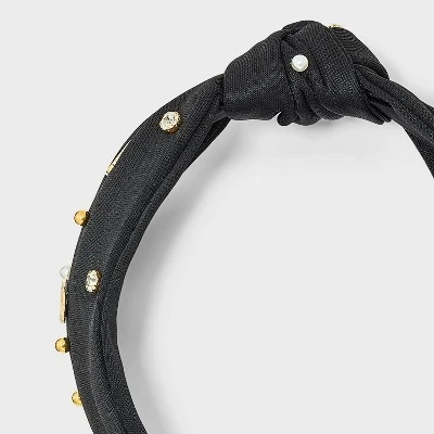 Football Game Day Embellished Top Knot Headband - Universal Thread™ Black 4 Football Game Day Embellished Top Knot Headband - Universal Thread™ Black - Image 2