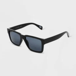 Women's Shiny Plastic Rectangle Sunglasses - Universal Thread™ Black