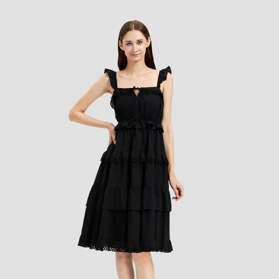 Women's Ruffle Sleeve Tiered Midi A-Line Dress - Universal Thread™ 5 Women's Ruffle Sleeve Tiered Midi A-Line Dress - Universal Thread™ - Image 3