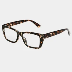 Universal Thread 21 Women's Plastic Cateye Rectangle Blue Light Filtering Reading Glasses - Universal Thread™ Brown/Tortoise Print Diopter