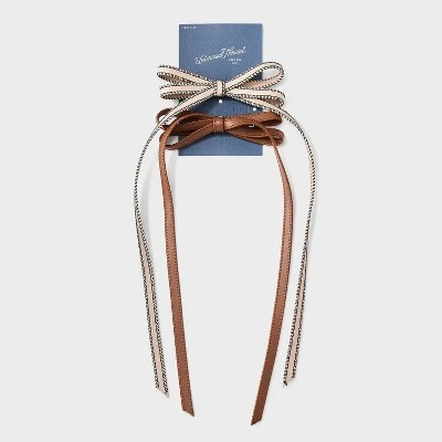 Long Tail Bow Hair Clip Set 2pc - Universal Thread™ Brown 3 Long Tail Bow Hair Clip Set 2pc - Universal Thread™ Brown
