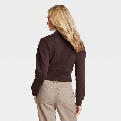Women's Cropped Quarter Zip Sweatshirt - Universal Thread™ 3 Women's Cropped Quarter Zip Sweatshirt - Universal Thread™