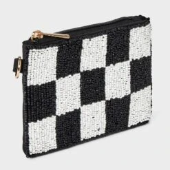 Checker Beaded Pouch - Universal Thread™ Black/White