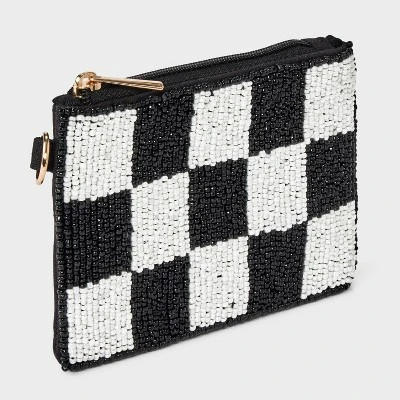 Checker Beaded Pouch - Universal Thread™ Black/White 3 Checker Beaded Pouch - Universal Thread™ Black/White